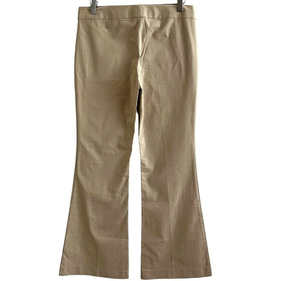 Theory Flared Leg Khaki Trousers Pants Womens Size 10 Tan Stretch - Picture 2 of 12